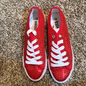 Balera Red Glitter Low-Top Dance Sneakers Size 8